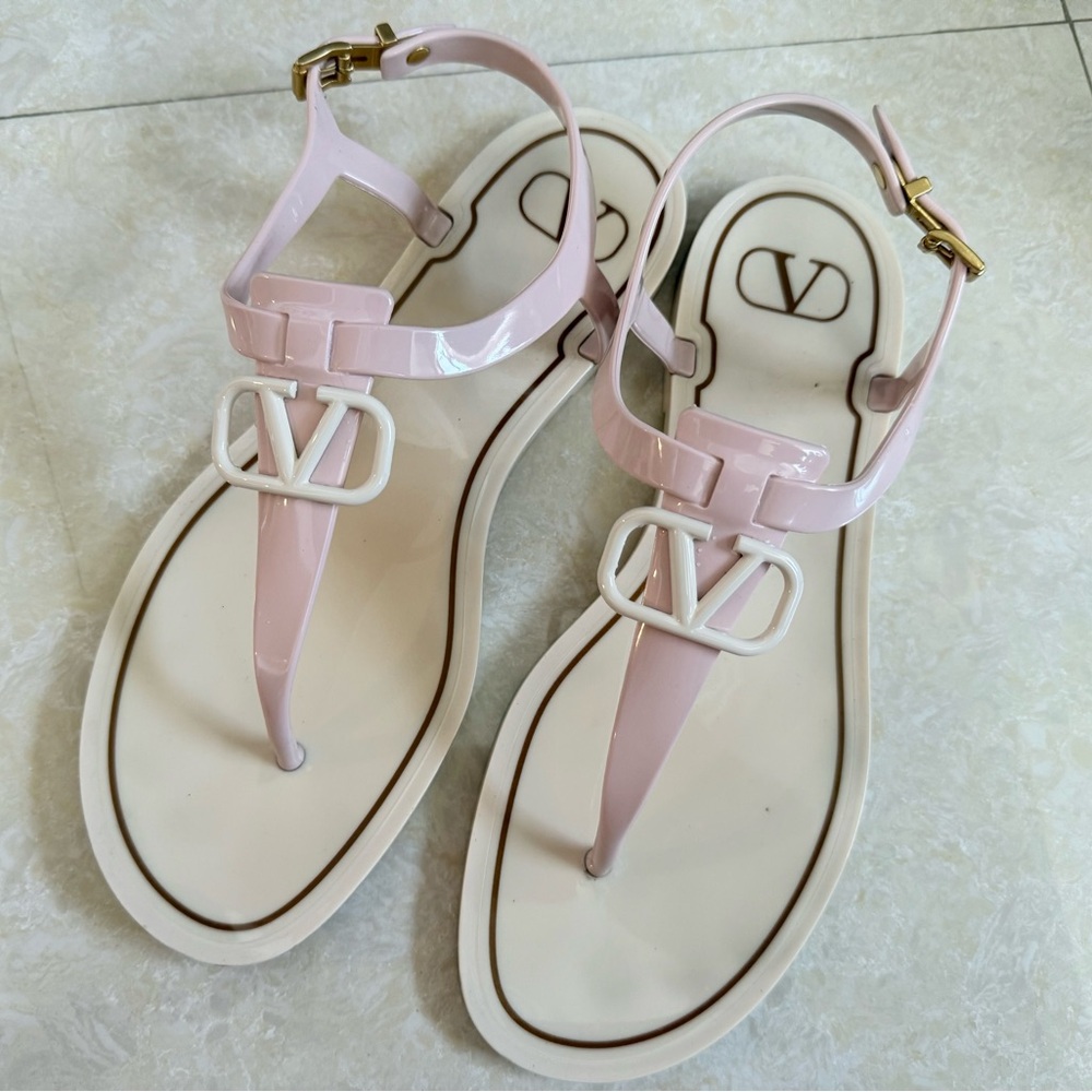 VALENTINO GARAVANI Pink VLogo Flat Sandals - Picture 3 of 12